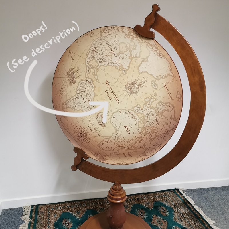 Giant 2D Wooden Vintage Globe 3